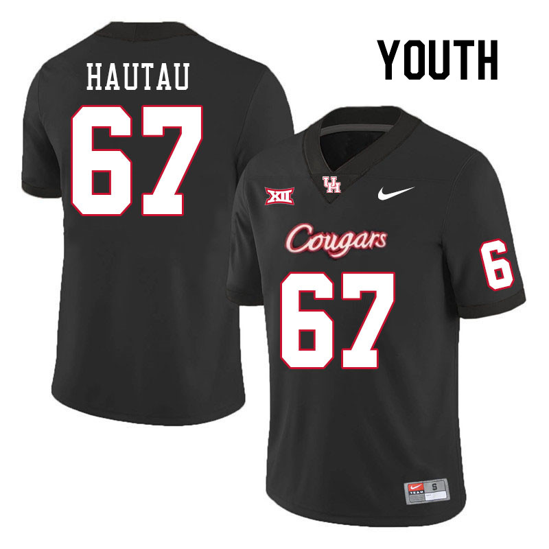 Youth #67 Hingano Hautau Houston Cougars College Football Jerseys Stitched-Black